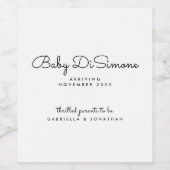 Minimal Black White Pregnancy Announcement  Weinetikett (Einzelnes Label)