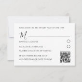 Minimal Black & White QR Code Wedding RSVP Karte (Rückseite)
