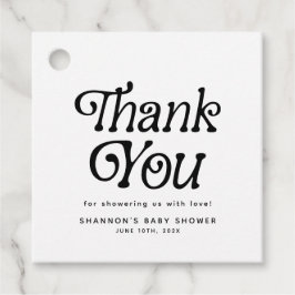 Minimal Black & White Retro Baby Dusche Vielen Dan Geschenkanhänger