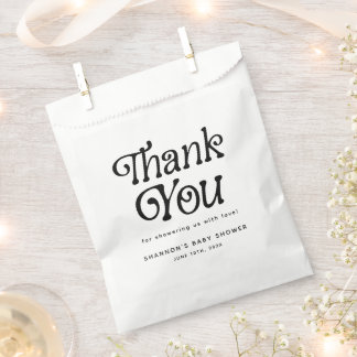 Minimal Black & White Retro Baby Dusche Vielen Dan Geschenktütchen