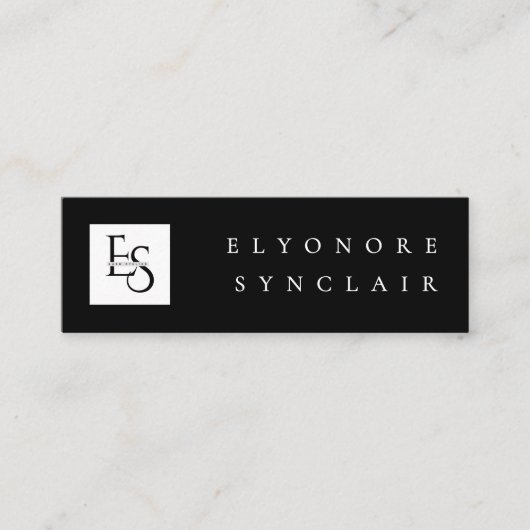 Minimal Black White Script Lash Logo Qr Code Mini Visitenkarte (Vorderseite)