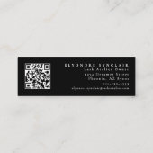 Minimal Black White Script Lash Logo Qr Code Mini Visitenkarte (Rückseite)