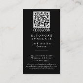 Minimal Black White Script Lash Photo Logo QR Visitenkarte (Rückseite)