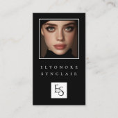 Minimal Black White Script Lash Photo Logo QR Visitenkarte (Vorderseite)