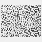Minimal Black & White Snow Leopard Inspired Print Fleecedecke (Vorderseite (Horizontal))