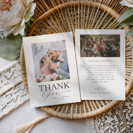 Minimal Black & White Thank You Wedding  Dankeskarte