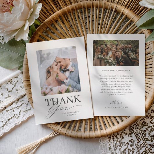 Minimal Black & White Thank You Wedding Dankeskarte