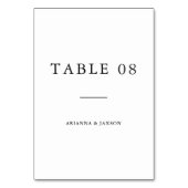 Minimal Black White Typography Wedding Tischnummer (Vorderseite)