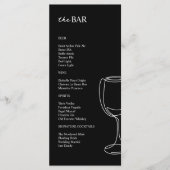 Minimal Black&White Wedding Bar Menükarte (Vorderseite)