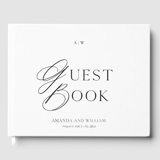 Minimal Black & White Wedding Guest Book Gästebuch (Vorderseite)