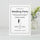 Minimal Black & White Wedding Invitation Einladung (Stehend Vorderseite)