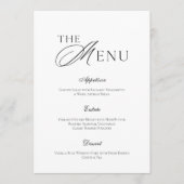 Minimal Black & White Wedding Menu Card Einladung (Vorderseite)
