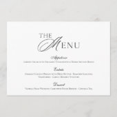 Minimal Black & White Wedding Menu card Einladung (Vorderseite)
