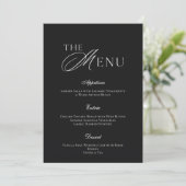 Minimal Black & White Wedding Menu Card Einladung (Stehend Vorderseite)