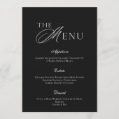 Minimal Black & White Wedding Menu Card Einladung (Vorderseite)