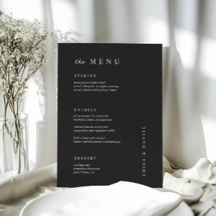 Minimal Black&White Wedding MENU Menükarte