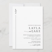Minimal Black White Wedding Photo Invitation LAYLA Einladung (Vorderseite)