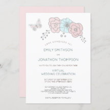 Minimal Bläsernbutterfly Blue Pink Virtual Wedding
