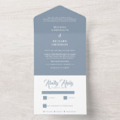 Minimal Blau-Weiß-Hochzeit All In One Einladung (Innen Boden)