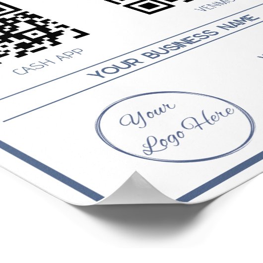 Minimal blaue 2 QR-Codes für Geschäftsscans zur Za Poster (Ecke)