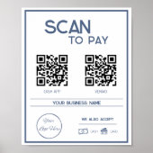Minimal blaue 2 QR-Codes für Geschäftsscans zur Za Poster (Vorne)