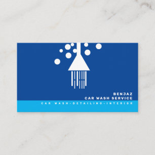 Minimal Blaue Blasen Auto Waschsalon Innenausstatt Visitenkarte