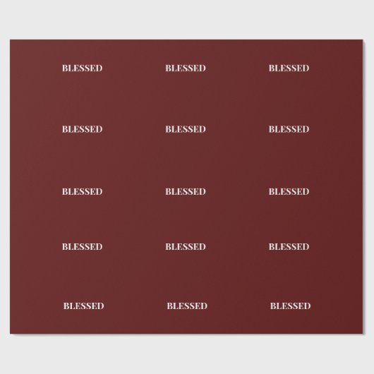 Minimal BLESSED | Deep Red Holiday Geschenkpapier (Flach)