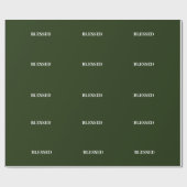 Minimal BLESSED | Forest Green Holiday Geschenkpapier (Flach)