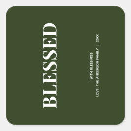 Minimal BLESSED | Forest Green Holiday Quadratischer Aufkleber