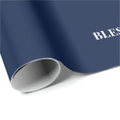 Minimal BLESSED | Marineblaue Feiertage Geschenkpapier (Rolleneckpunkt)