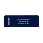 Minimal BLESSED | Navy Blue Holiday Address Label (Vorne)