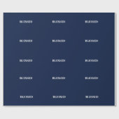 Minimal BLESSED | Navy Blue Holiday Geschenkpapier (Flach)