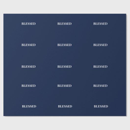 Minimal BLESSED | Navy Blue Holiday Geschenkpapier (Flach)