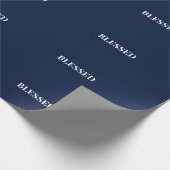 Minimal BLESSED | Navy Blue Holiday Geschenkpapier (Ecke)