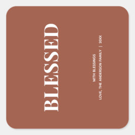 Minimal BLESSED | Terracotta Holiday Quadratischer Aufkleber