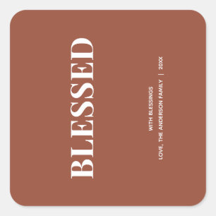 Minimal BLESSED Terrakotta-Feiertage Quadratischer Aufkleber