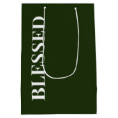 Minimal BLESSED | Waldgrüne Feiertage Mittlere Geschenktüte (Rückseite)