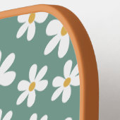 Minimal Blue and White Daisies Personalisiert Boho Pickleball Schläger (Linke Seite)