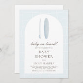 Minimal Blue Baby on Board Baby Dusche Einladung (Vorne/Hinten)