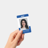 Minimal Blue Beruflich Foto Mitarbeiter Ausweis (Handheld)