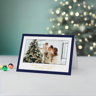 Minimal Blue Border Foto Elegante Weihnachten