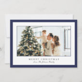 Minimal Blue Border Foto Elegante Weihnachten (Vorderseite)