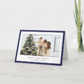 Minimal Blue Border Foto Elegante Weihnachten (Vorderseite)