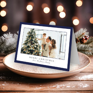 Minimal Blue Border Foto Elegante Weihnachten