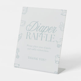 Minimal Blue Boy Baby Shower Diaper Raffle Sign Sockelschild