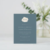 Minimal Blue & Cream Watercolor Initials Wedding Einladungspostkarte (Stehend Vorderseite)