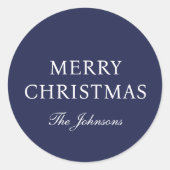 Minimal Blue Elegante Weihnachten Runder Aufkleber (Vorderseite)