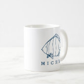 Minimal Blue Fish Illustration - Custom Nautical Kaffeetasse (VorderseiteRechts)