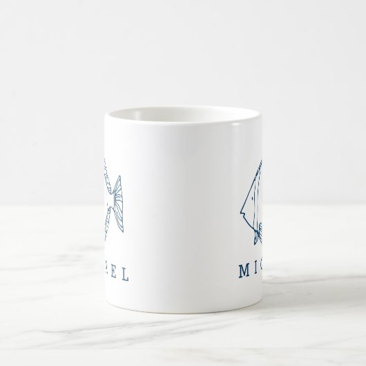 Minimal Blue Fish Illustration - Custom Nautical Kaffeetasse (Mittel)