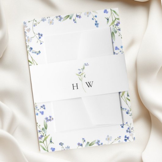 Minimal Blue Floral Wedding Einladungsbanderole